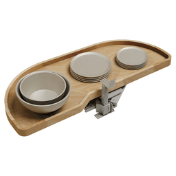 Single-Tier Girasolo Left-Hand Wood Classic Shelves Blind Corner Optimizer with Soft-Close for 18" Corner Cabinet, Light Brown Alt 9 - Image