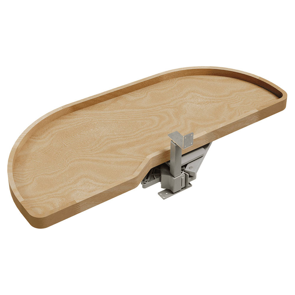 Single-Tier Girasolo Left-Hand Wood Classic Shelves Blind Corner Optimizer with Soft-Close for 18" Corner Cabinet, Light Brown Main - Image