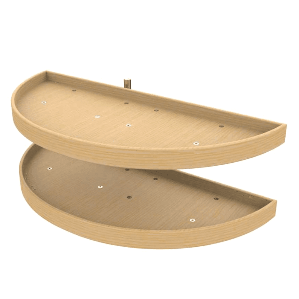 4WLS 38" Half-Moon 2 Tray Wood Lazy Susan - Main Image
