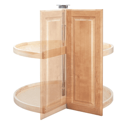 28" Pie-Cut 2 Tray Wood Lazy Susan, 26" - 32" Height - Alt Image 2
