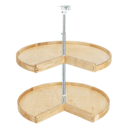 28" Pie-Cut 2 Tray Wood Lazy Susan, 26" - 32" Height - Main Image
