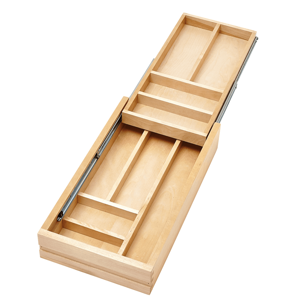 12" Double-Tiered Cutlery Drawer with BLUMOTION Soft-Closing, Maple - Alt Image 1