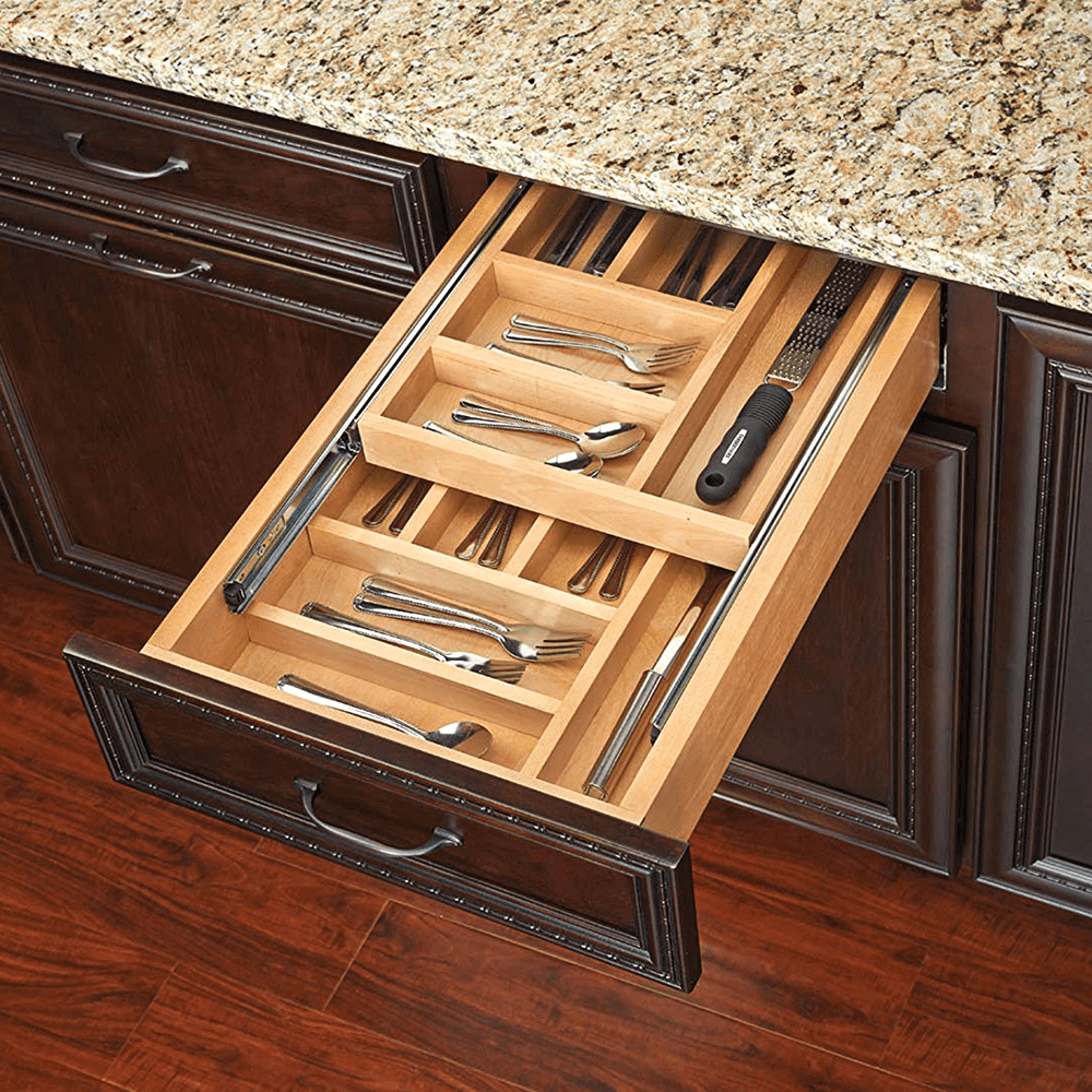 12" Double-Tiered Cutlery Drawer with BLUMOTION Soft-Closing, Maple - Alt Image 2