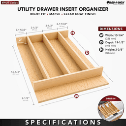 13-7/32" 4WUT Right Fit Utility Drawer Insert, Light Brown (78 Pallet) Alt 4 - Image