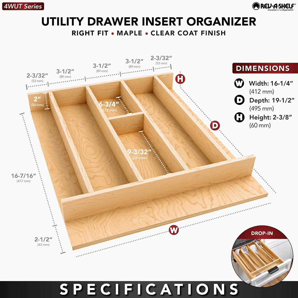 16-7/32" 4WUT Right Fit Utility Drawer Insert, Light Brown (52 Pallet) Alt 3 - Image