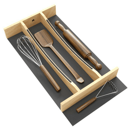 10-1/4" Craftsman Utensil Drawer Insert with Black Accent, Light Brown Alt 4 - Image