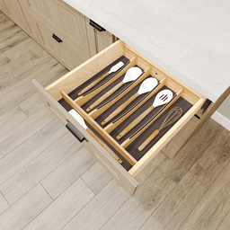 19-1/4" Craftsman Utensil Drawer Insert with Black Accent, Light Brown Alt 3 - Image