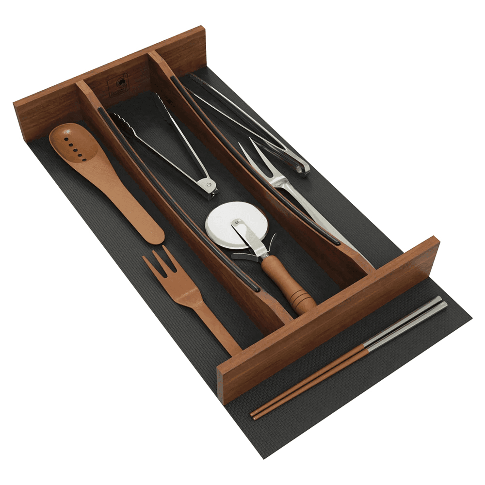 15" 4WUTCC Craftsman Utensil Drawer Insert with Black Accent, Dark Brown Alt 7 - Image