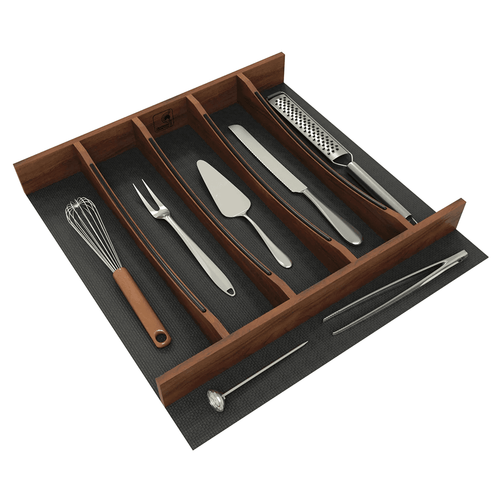 24" 4WUTCC Craftsman Utensil Drawer Insert with Black Accent, Dark Brown Alt 7 - Image