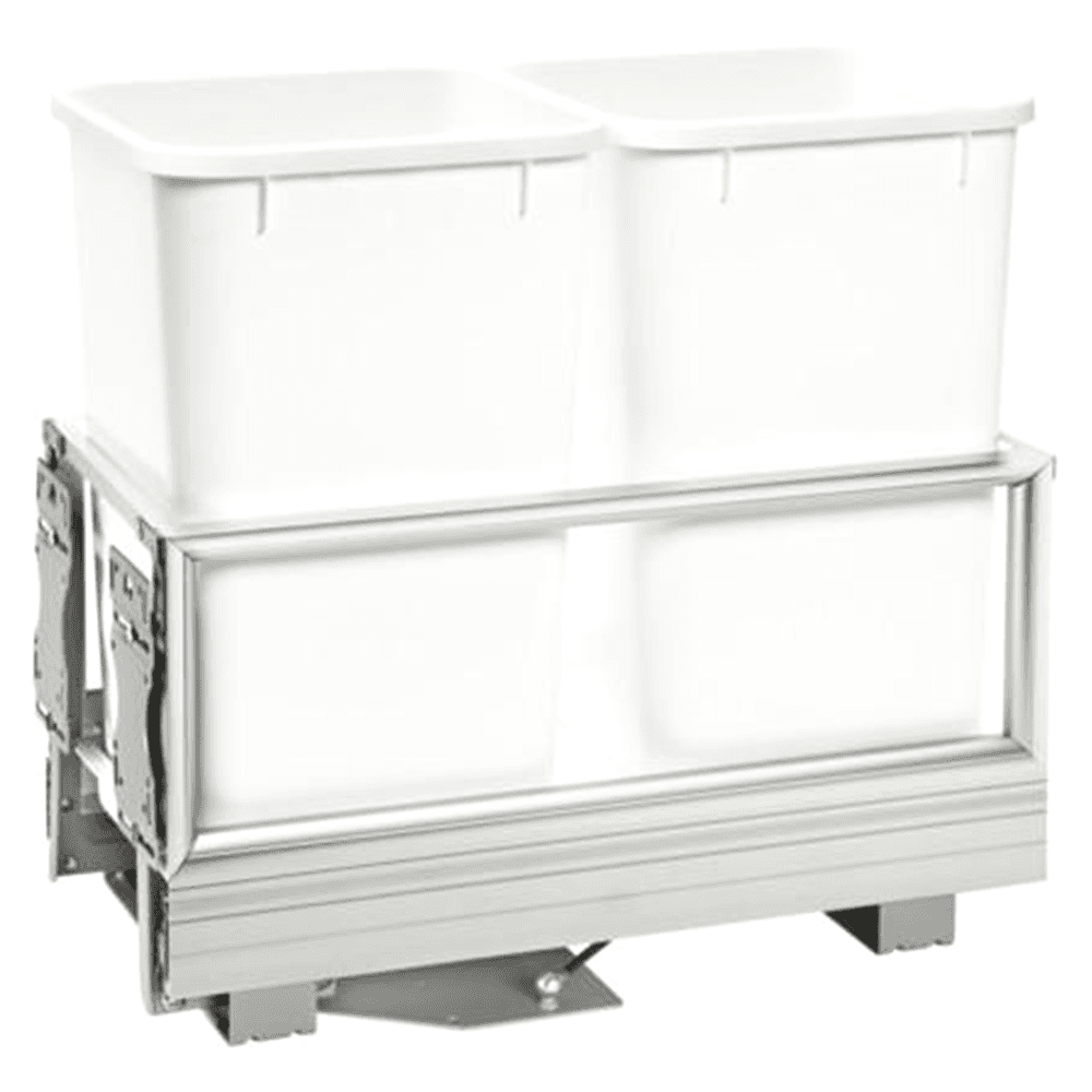 Double 27 QT Bottom-Mount Waste Container Pullout with Rev-A-Motion, White - Main Image