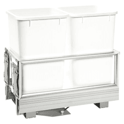 Double 27 QT Bottom-Mount Waste Container Pullout with Rev-A-Motion, White - Main Image