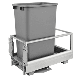 Single 35 QT Bottom-Mount Waste Container Pullout, Rev-A-Motion Soft-Closing, White - Alt Image 1