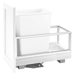 Single 35 QT Bottom-Mount Waste Container Pullout, Rev-A-Motion Soft-Closing, White - Main Image