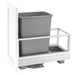 Single 35 QT Bottom-Mount Waste Container Pullout, Rev-A-Motion Soft-Closing, Silver, 12-1/8" Width - Main Image