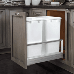 Double 50 QT Bottom-Mount Waste Container Pullout with Rev-A-Motion, White - Alt Image 1