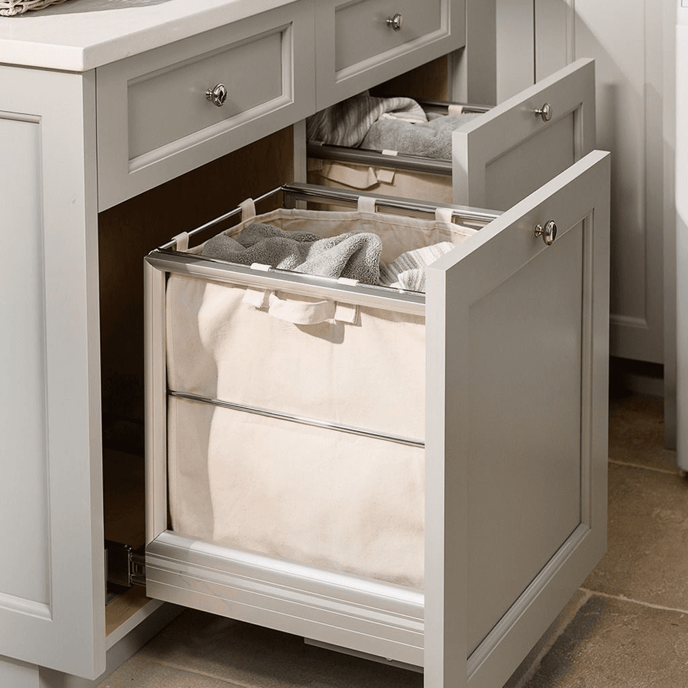 Rev-A-Shelf Single Wire Hamper with Canvas Bag, 14-9/16" Wide, White Finish - Image 3