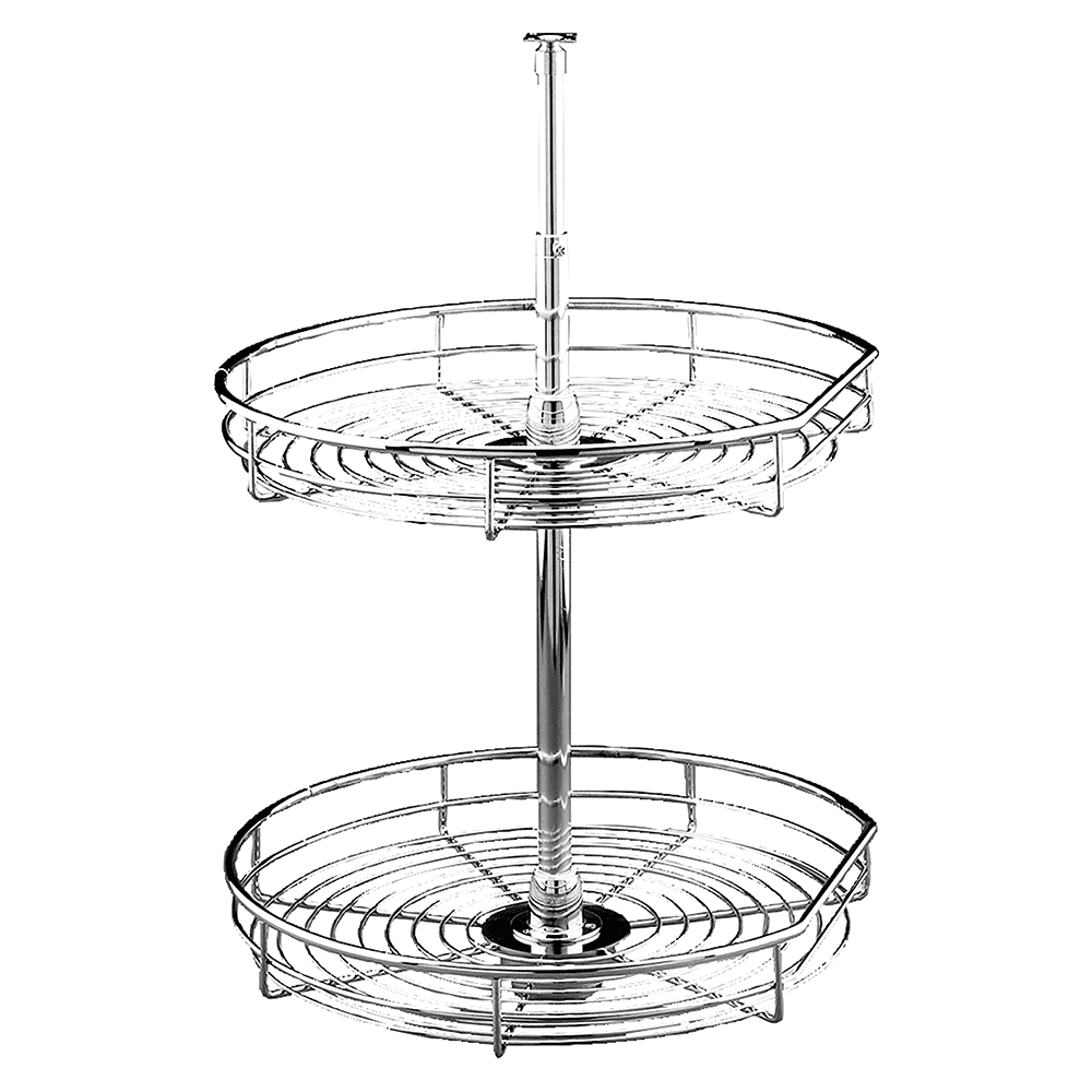 32" D-Shape 2 Tray Wire Lazy Susan, Chrome - Main Image