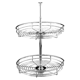 32" D-Shape 2 Tray Wire Lazy Susan, Chrome - Main Image