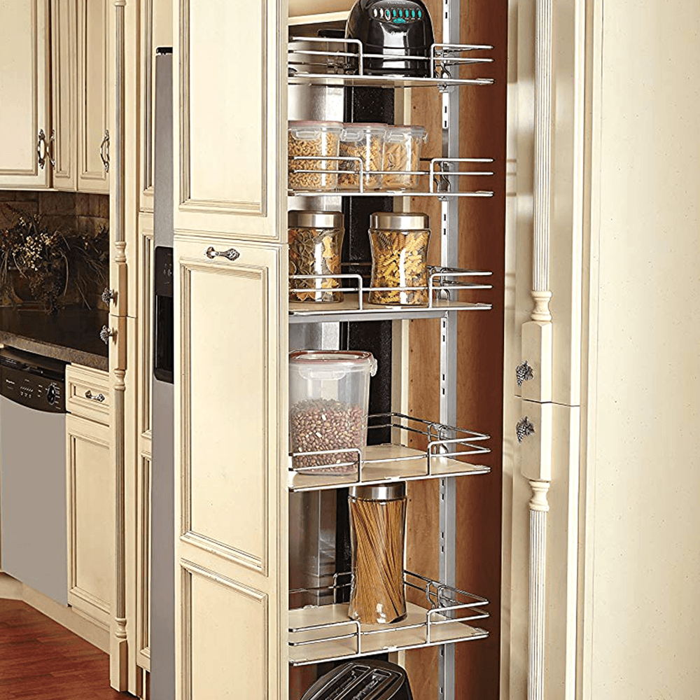 8-5/8" x 74-7/8" 6-Shelf Pullout Pantry, Maple - Alt Image 1