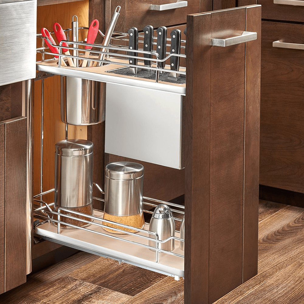 7-1/2" Pullout Organizer with BLUMOTION Soft-Closing, Orion Gray - Alt Image 1