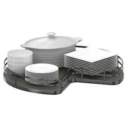 28" Kidney Lazy Susan with Swivel Bearing for Corner Base Cabinet, Almond Alt 5 - Image