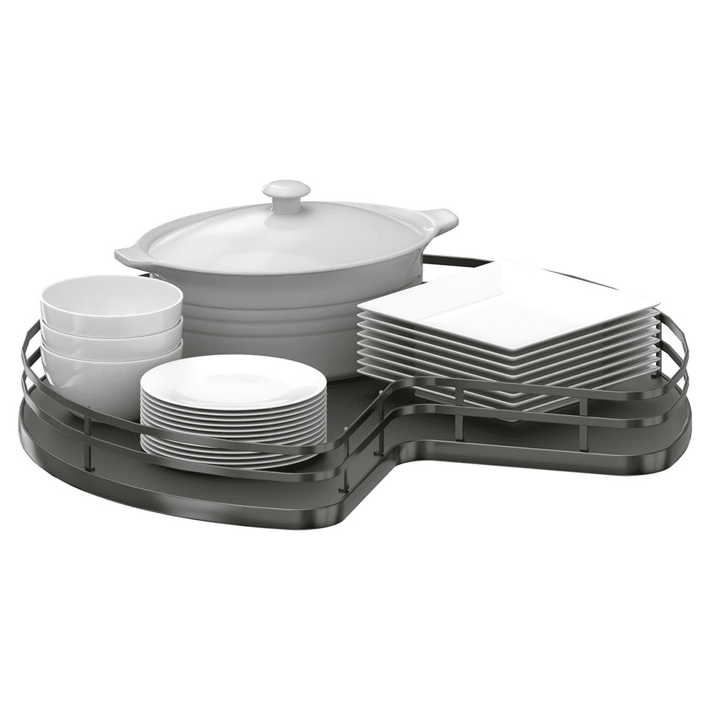 28" Kidney Lazy Susan with Swivel Bearing for Corner Base Cabinet, Orion Gray Alt 5 - Image