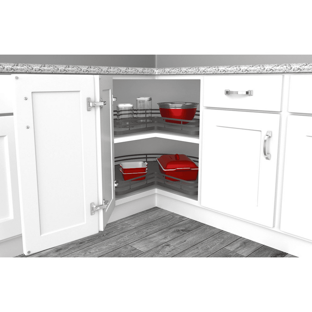 32" Kidney Lazy Susan with Swivel Bearing for Corner Base Cabinet, Orion Gray Alt 1 - Image