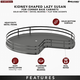 32" Kidney Lazy Susan with Swivel Bearing for Corner Base Cabinet, Orion Gray Alt 4 - Image