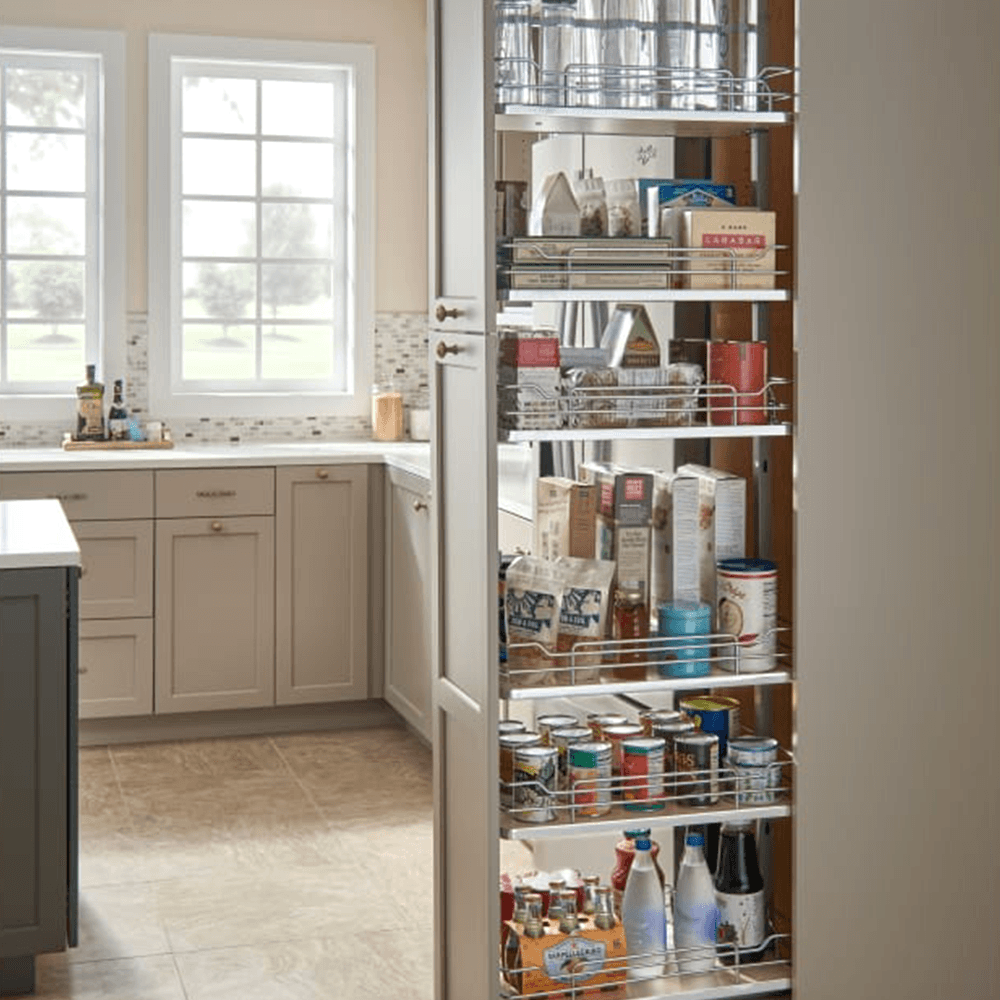 10-1/4" x 43-3/8" 6-Shelf Pullout Pantry with Soft-Closing, Maple - Alt Image 1