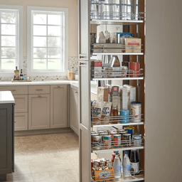 10-1/4" x 43-3/8" 6-Shelf Pullout Pantry with Soft-Closing, Maple - Alt Image 1
