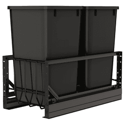 5349 Double 35 QT Aluminum Pullout Waste Container with 1-1/2" Over-Travel Soft-Close Slides, Black Main - Image