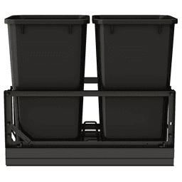5349 Double 35 QT Aluminum Pullout Waste Container with 1-1/2" Over-Travel Soft-Close Slides, Black Alt 4 - Image