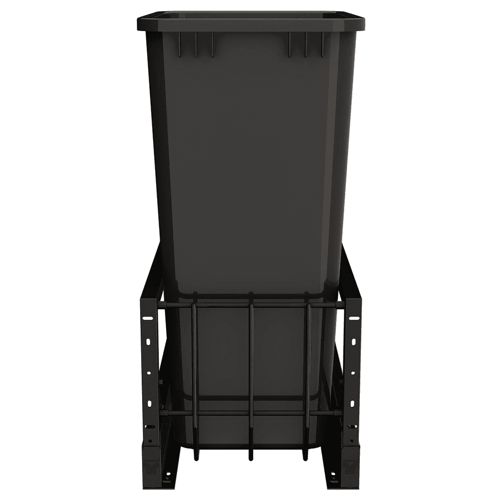 5349 Single 50 QT Aluminum Pullout Waste Container with 1-1/2" Over-Travel Soft-Close Slides, Black Alt 1 - Image