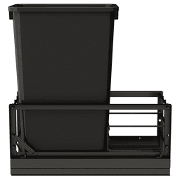 5349 Single 50 QT Aluminum Pullout Waste Container with 1-1/2" Over-Travel Soft-Close Slides, Black Alt 4 - Image