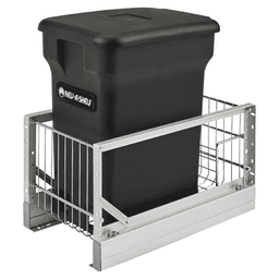 Single 24 QT Bottom-Mount Waste Container Pullout with Soft-Closing, Black - Main Image