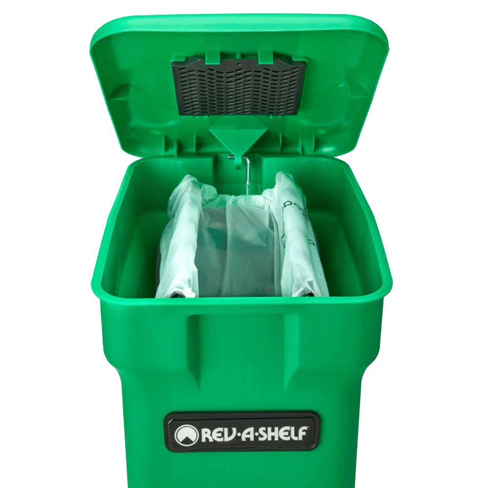 Single 24 QT Bottom-Mount Waste Container Pullout with Soft-Closing, Green - Alt Image 2