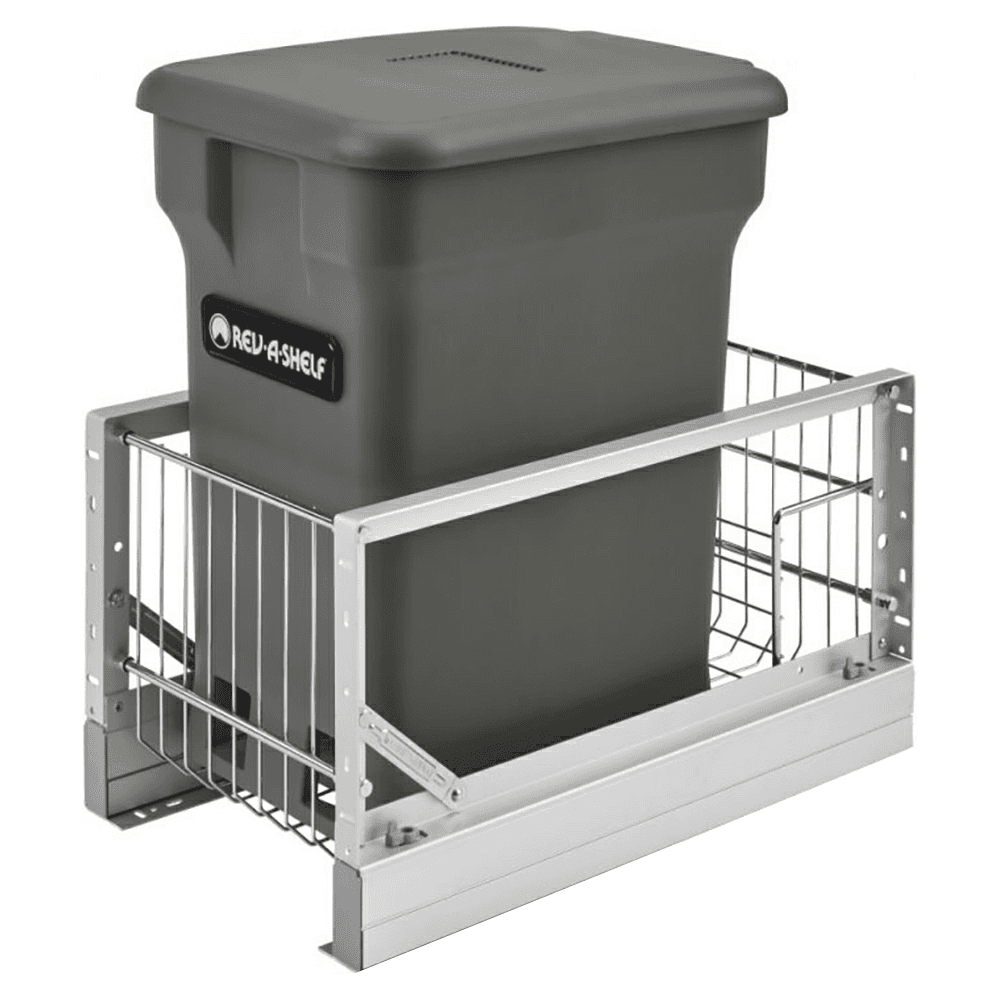 Single 24 QT Bottom-Mount Waste Container Pullout with Soft-Closing, Orion Gray - Main Image