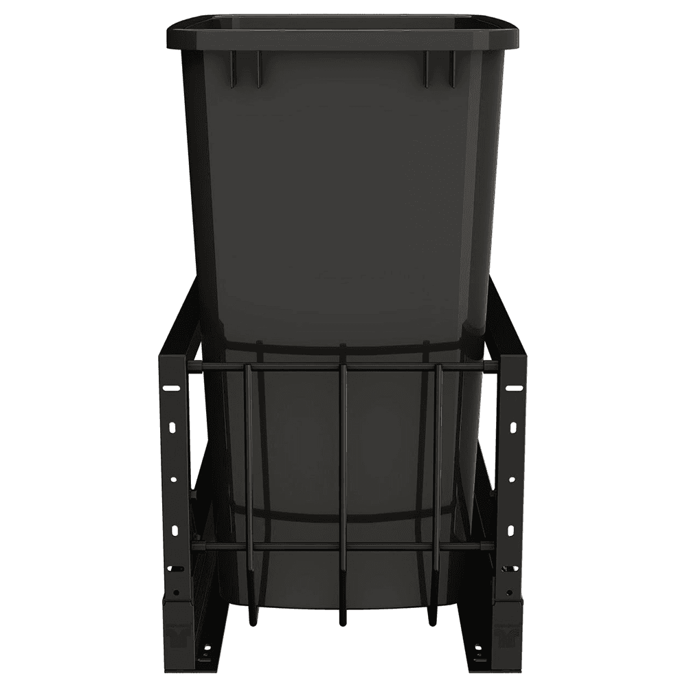 5349 Single 35 QT Aluminum Pullout Waste Container with 1-1/2" Over-Travel Soft-Close Slides, Black Alt 1 - Image