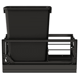 5349 Single 35 QT Aluminum Pullout Waste Container with 1-1/2" Over-Travel Soft-Close Slides, Black Alt 4 - Image