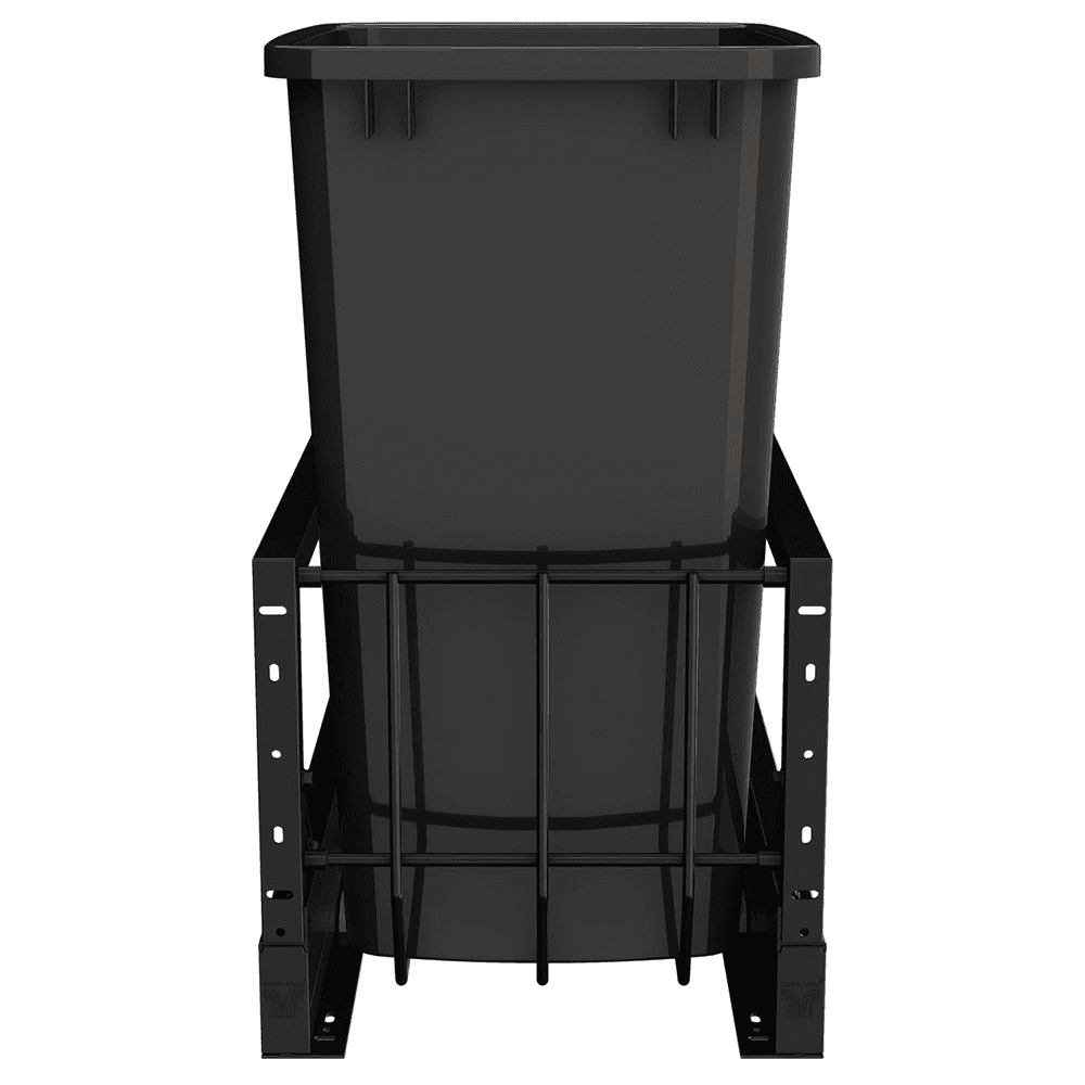 5349 Single 35 QT Aluminum Pullout Waste Container with Soft-Close, Black Alt 1 - Image
