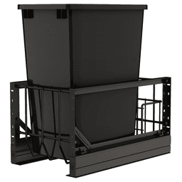 5349 Single 35 QT Aluminum Pullout Waste Container with Soft-Close, Black Main - Image