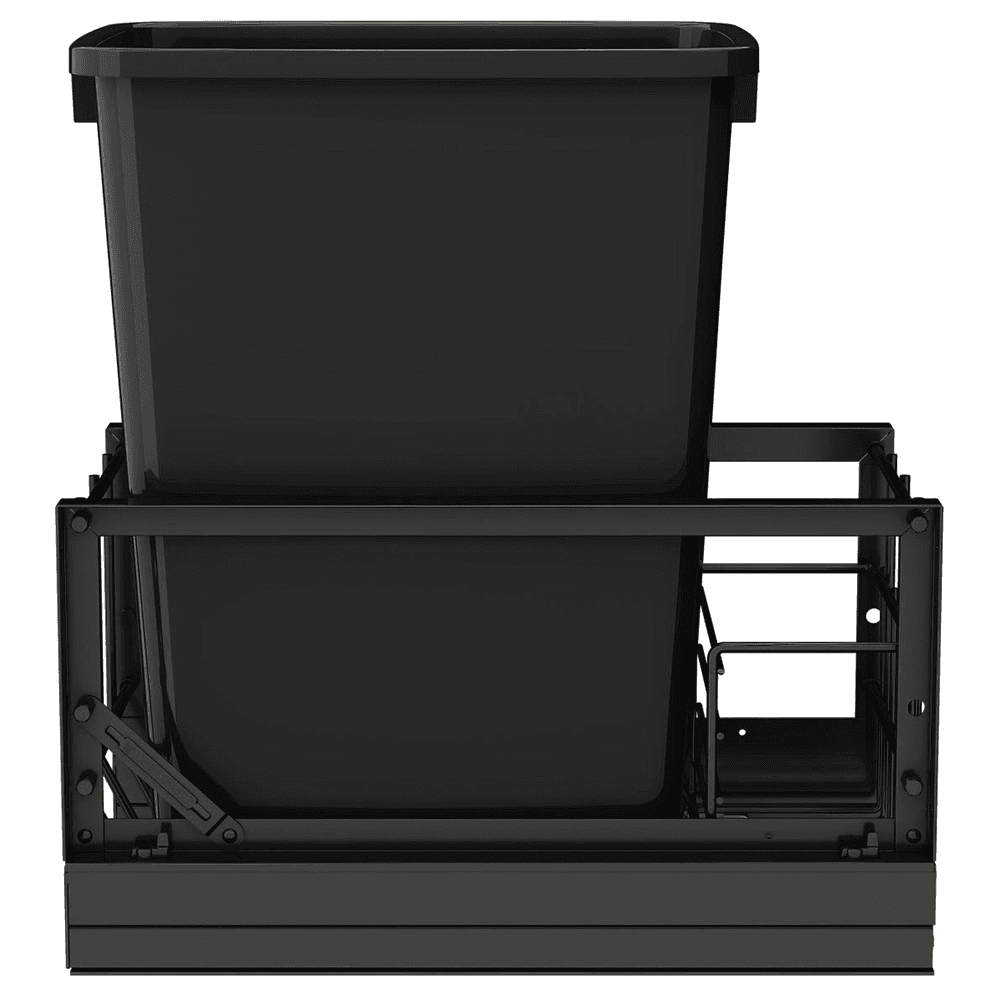 5349 Single 35 QT Aluminum Pullout Waste Container with Soft-Close, Black Alt 4 - Image