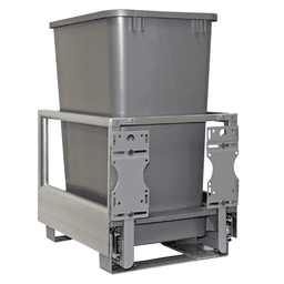 Single 35 QT Bottom-Mount Waste Container Pullout, Soft-Closing, White - Alt Image 1