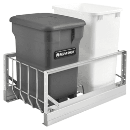 Double 24 QT/35 QT Bottom-Mount Waste Container Pullout with Soft-Closing, Orion Gray/White - Main Image