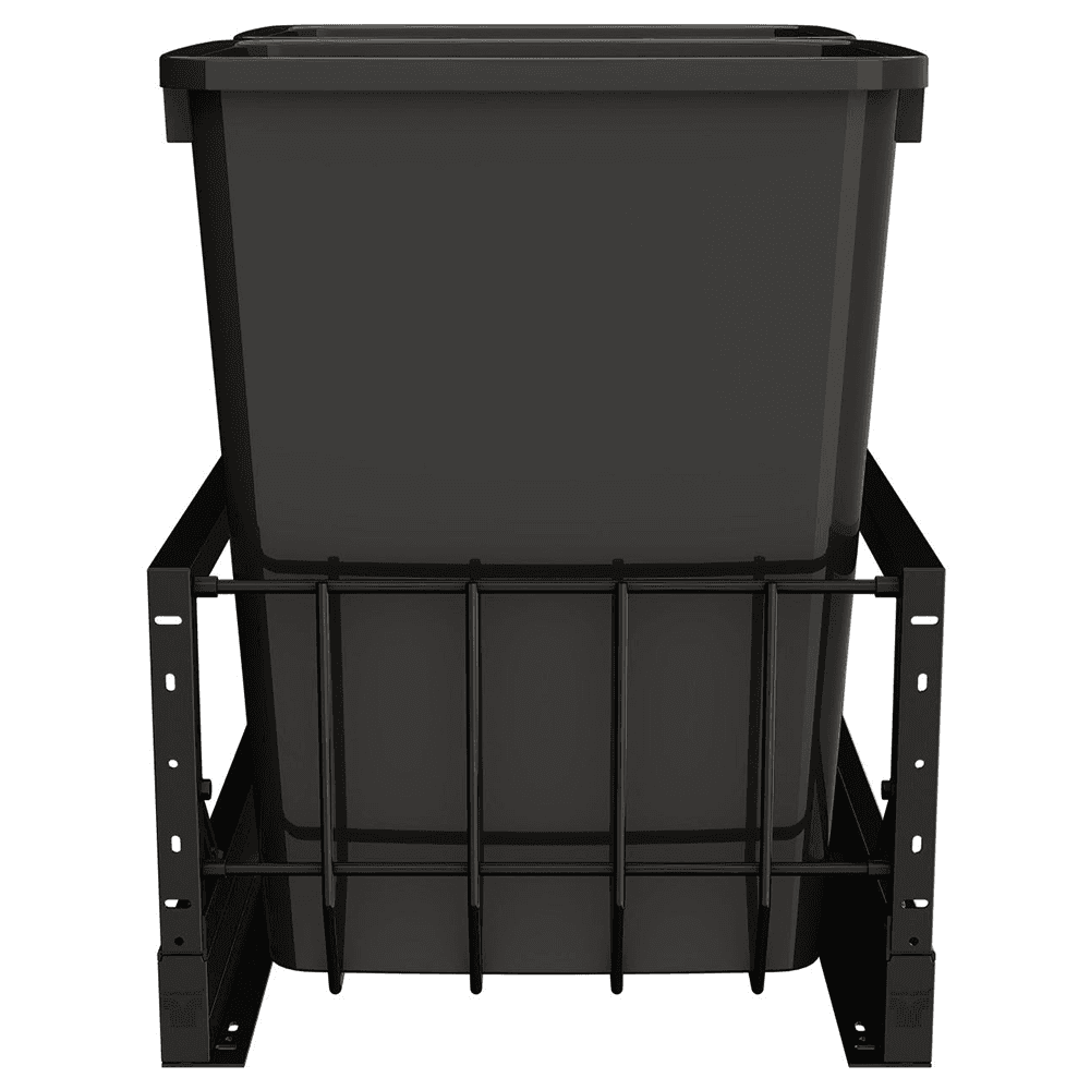 5349 Double 35 QT Aluminum Pullout Waste Container with 1-1/2" Over-Travel Soft-Close Slides, Black Alt 1 - Image