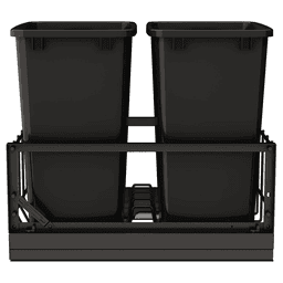 5349 Double 35 QT Aluminum Pullout Waste Container with 1-1/2" Over-Travel Soft-Close Slides, Black Alt 4 - Image