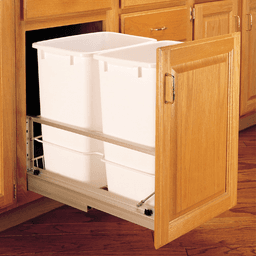 Double 35 QT Bottom-Mount Waste Container, Soft-Closing for 15" Cabinet Opening, White - Alt Image 2