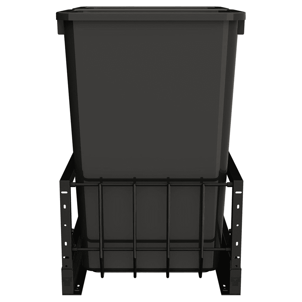 5349 Double 50 QT Aluminum Pullout Waste Container with 1-1/2" Over-Travel Soft-Close Slides, Black Alt 1 - Image