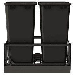 5349 Double 50 QT Aluminum Pullout Waste Container with 1-1/2" Over-Travel Soft-Close Slides, Black Alt 4 - Image