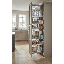 21-23/32" 4-Shelf Solid Bottom Pull-Out Pantry with Soft-Closing, Light Brown Alt 1 - Image